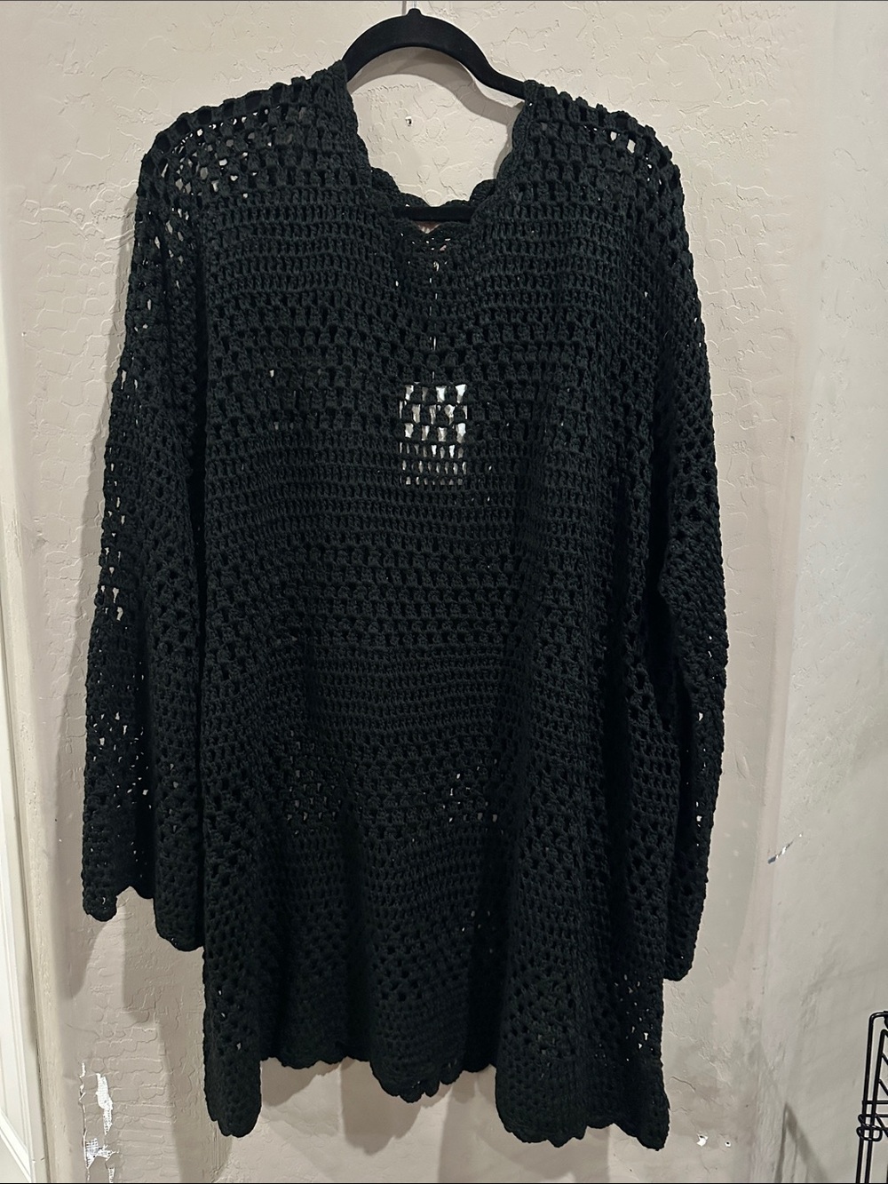 Show Me Your MuMu Black Crocheted Open-Knit Pullover